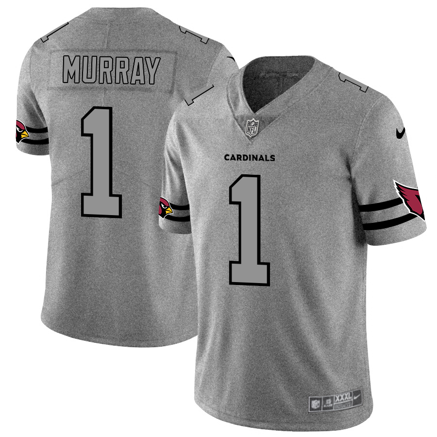 Men's Arizona Cardinals #1 Kyler Murray 2019 Gray Gridiron Team Logo Limited Stitched NFL Jersey